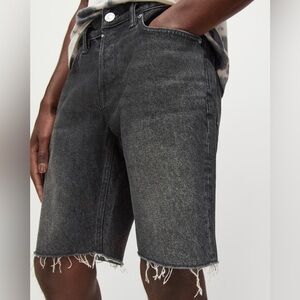 Allsaints black grey switch denim jean summer 10 inch shorts raw hem size 30